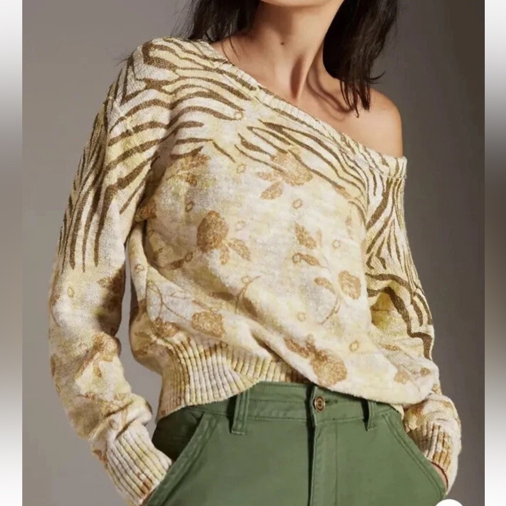 Pilcro Anthropologie Sweater Yellow Knit Pullover